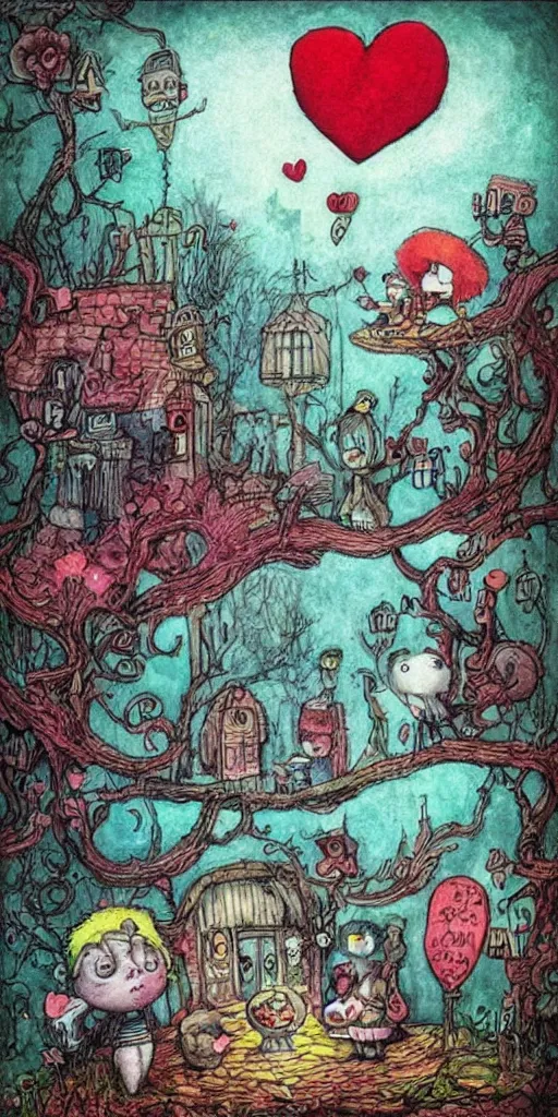 Image similar to a valentine's day scene by alexander jansson, joel fletcher, owen klatte, angie glocka, justin kohn, maurice sendak. valentine's day color palette.