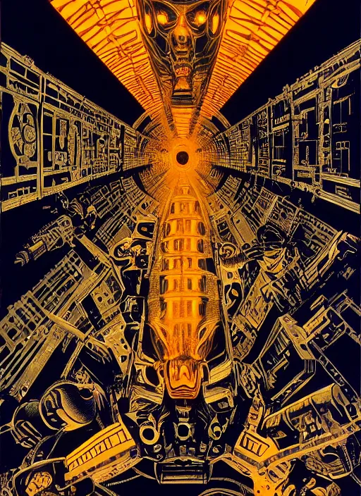 Prompt: event horizon ( 1 9 9 7 ) poster, highly detailed, centered, symmetrical, concept art, smooth, sharp focus, illustration, wes wilson, dan mumford, bonnie maclean, stanley mouse, alton kelley, greg irons, lee conklin
