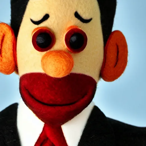 Prompt: michael scott as a muppet. highly detailed felt. hyper real photo. 4 k.