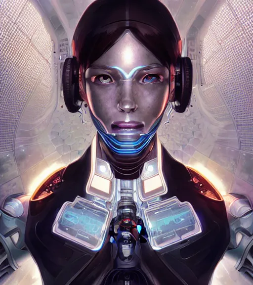 Image similar to symmetry portrait of alain chabat cyberborg ultra detailed, intricate, anime, dynamic lighting, digital art, digital painting, art station, wlop, sharp focus, illustration, art by artgerm and greg rutkowski and alphonse mucha