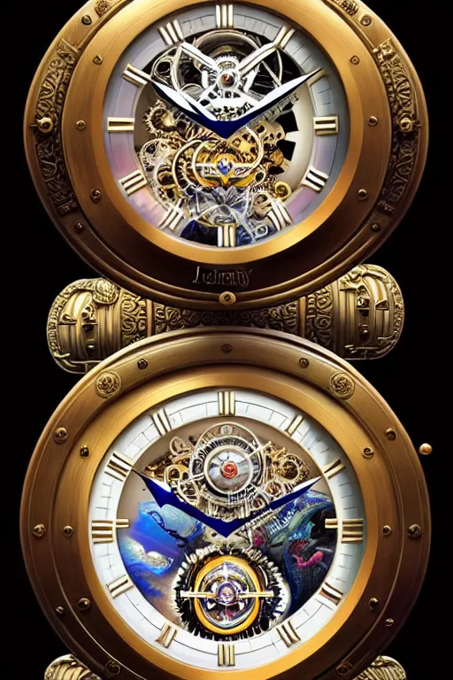 Prompt: intricate super yacht tourbillon clocks with amazing depth, james gurney, dan luvisi, Petros Afshar, tim hildebrandt, liam wong, Mark Riddick, thomas kinkade, ernst haeckel, dan mumford, trending on artstation, josephine wall, WLOP, cgsociety by Gediminas Pranckevicius, trending on cgsociety and DeviantArt