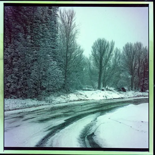 Image similar to photo, green river wyoming, snowstorm, kodak ektachrome 1 2 0,