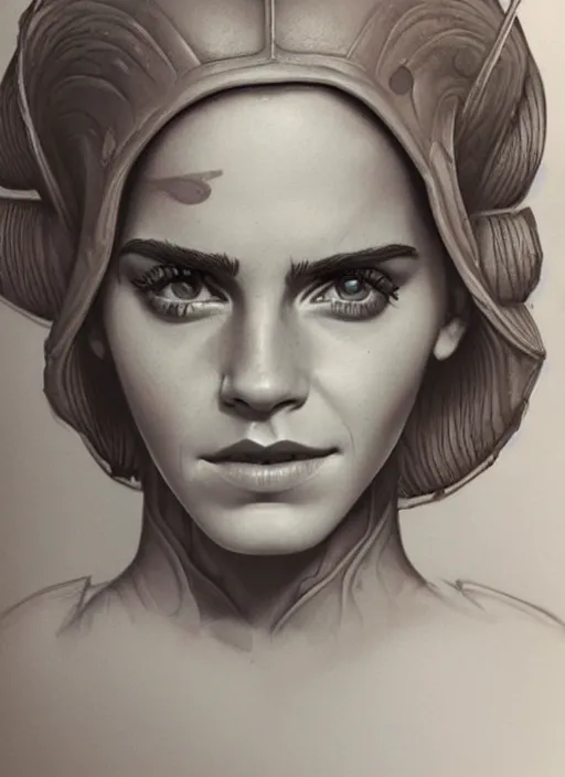 Prompt: Emma Watson as a Twilek, by artgerm, beautiful, mixed media on toned paper, 2021, very detailed, coffee art