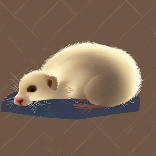 Prompt: a cute animated ferret sleeping