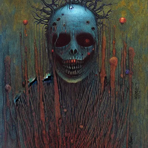 Image similar to acid rich colors, giger beksinski gammell horror king chaos