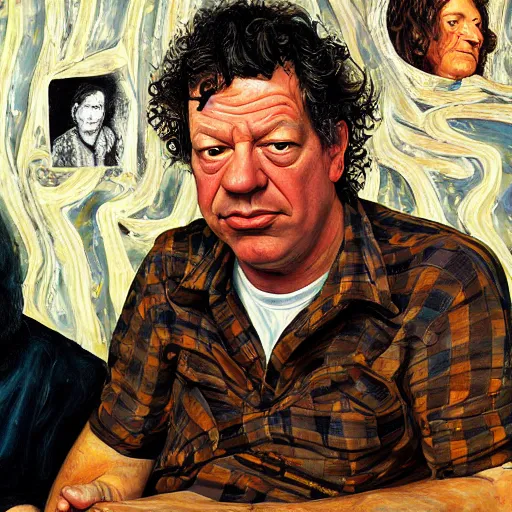 Image similar to high quality high detail painting by lucian freud, hd, dean ween, mickey melchiondo portrait