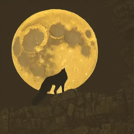 Prompt: a wolf howls at the mechanical moon