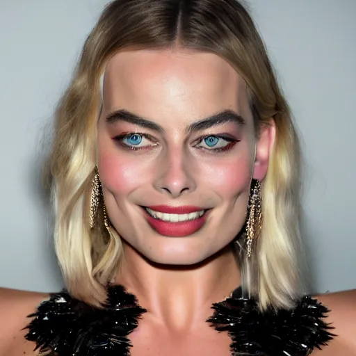 Image similar to a beautiful medium - shot of margot robbie, harley queen, beautiful natural backlight, bokeh, by terry richardson