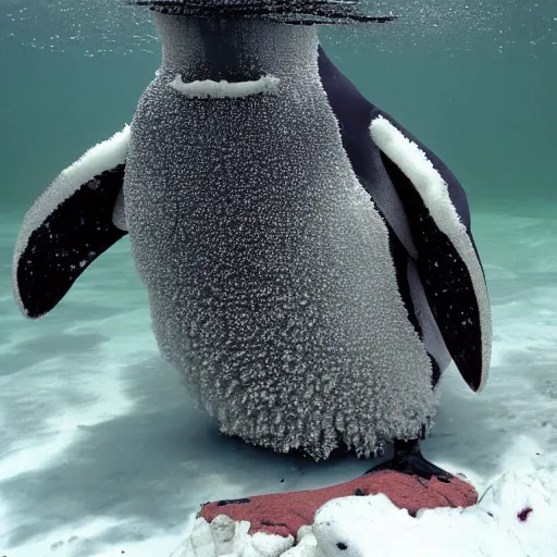 Prompt: a shoggoth shaped like a penguin, national geographic photo