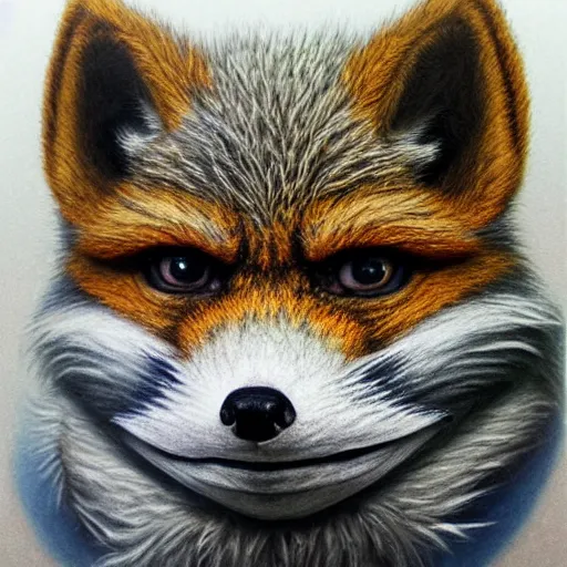 Image similar to Intricate five star Fox facial portrait by Monica Lee, Colored pencil on paper, high detail, skin texture, photo realistic, hyperrealism,matte finish, high contrast, 3d depth, masterpiece, vivid colors, artstationhd