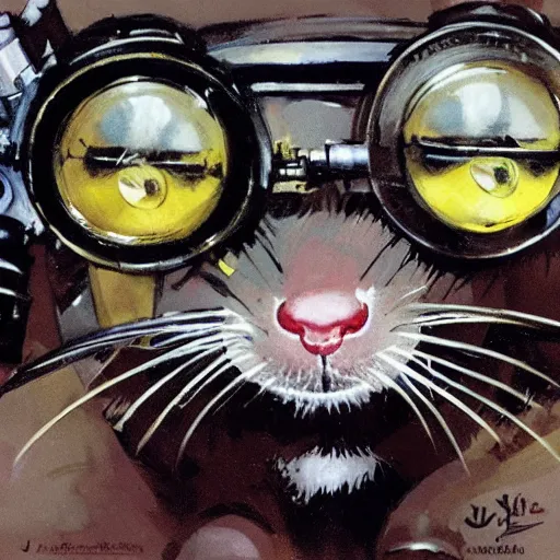 Prompt: a rat with steampunk googles, by John Berkey