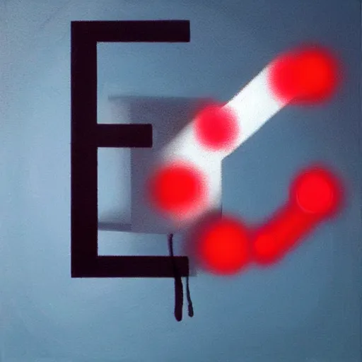 Prompt: Oil painting of the letter B with hands and feet pressing a red button on an empty room, volumetric light