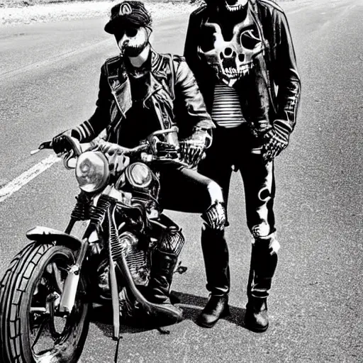 Image similar to outlaw bikers, as skeletons