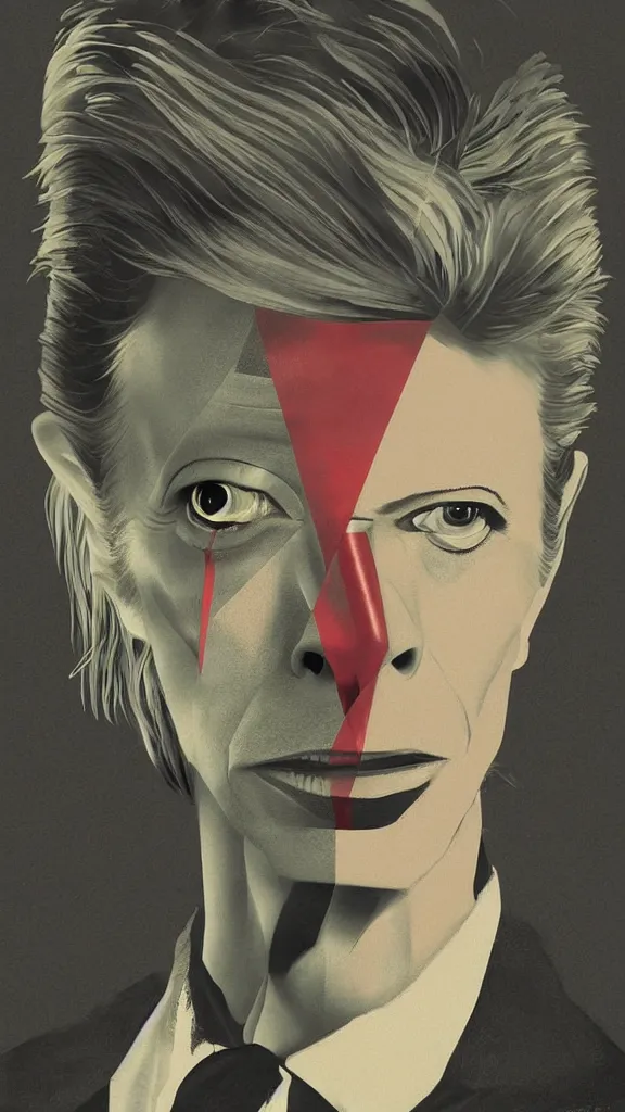 Image similar to David Bowie, in the style of David Lynch, by Wes Anderson, concept art, artstation