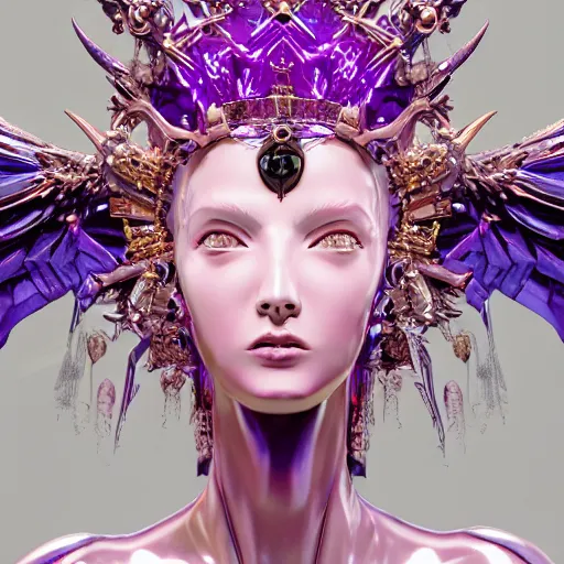 cybernetic female angel queen head wearing shiny pink | Stable ...
