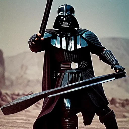 Prompt: conan the barbarian as darth vader in the clone wara