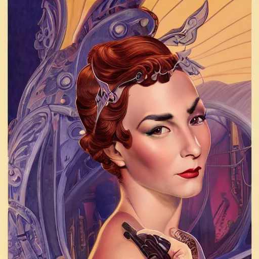 Image similar to an art nouveau, ( streamline moderne ), multi - ethnic and multi - racial portrait in the style of charlie bowater and donato giancola and virgil finlay. very large, clear, expressive, and intelligent eyes. symmetrical, centered, ultrasharp focus, dramatic lighting, photorealistic digital matte painting, intricate ultra detailed background.