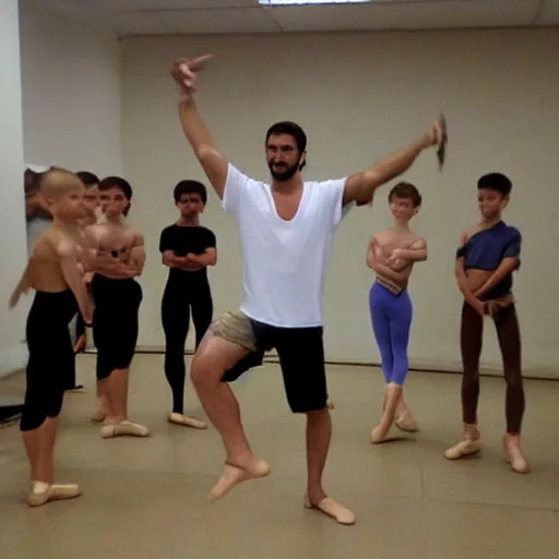 Image similar to king leonidas from the movie 3 0 0 at ballet practice