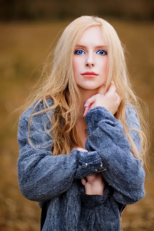 Image similar to a portrait of a blonde wonderful young woman, blue eyes, highly detailed, fujifilm 5 6 mm f 1. 2