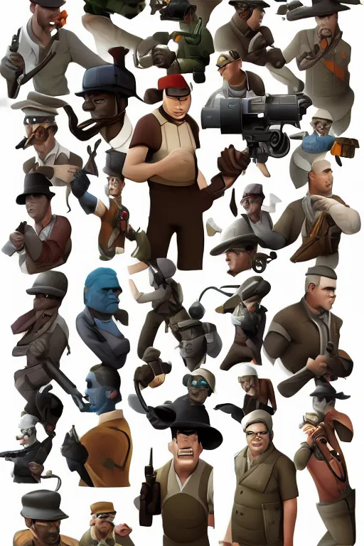 Image similar to team fortress 2 character art by moby francke