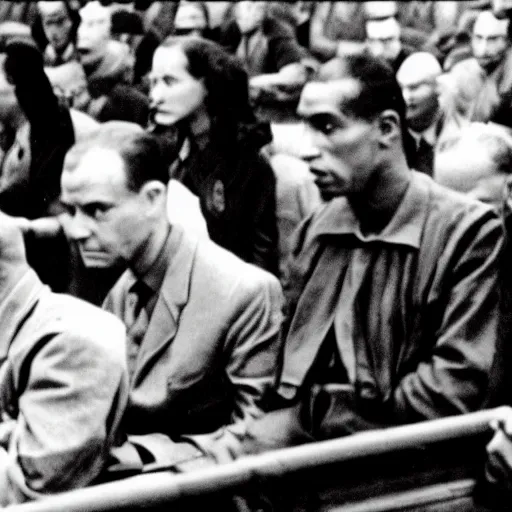 Image similar to jar jar binks, a war criminal, at the nuremberg trials, archive photo by reuters