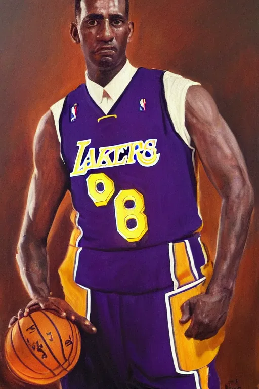 Image similar to full body portrait of the dictator of the los angeles lakers, 1 9 5 5, in full military garb, oil on canvas by william sidney mount, trending on artstation