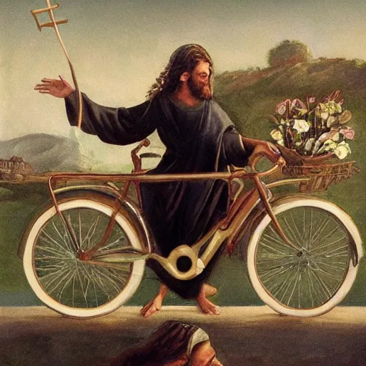 Prompt: Christ on a bike