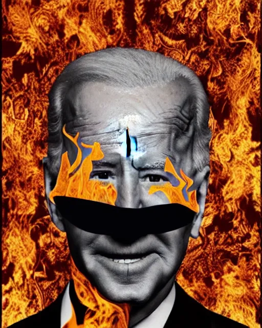 Image similar to joe biden made of fire