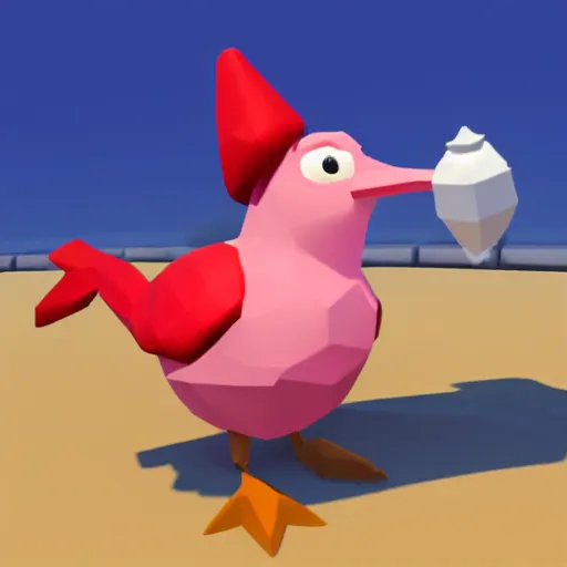 Prompt: a 3 d model of birdo found in the game files of overcooked 2