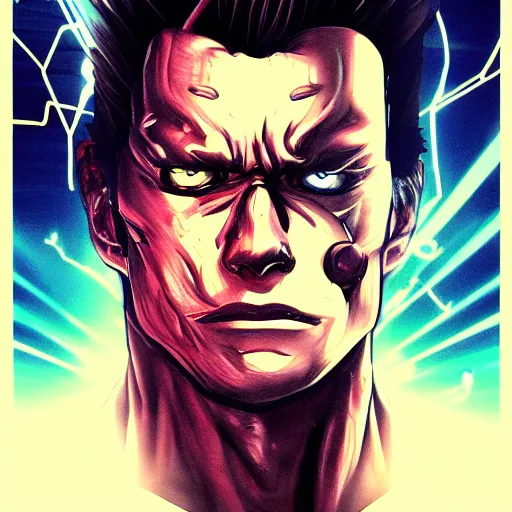 Image similar to portrait of the terminator, anime fantasy illustration by tomoyuki yamasaki, kyoto studio, madhouse, ufotable, comixwave films, trending on artstation