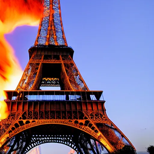 Prompt: eiffel tower on fire