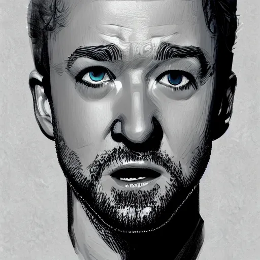 Prompt: justin timberlake as they live, portrait, artstation