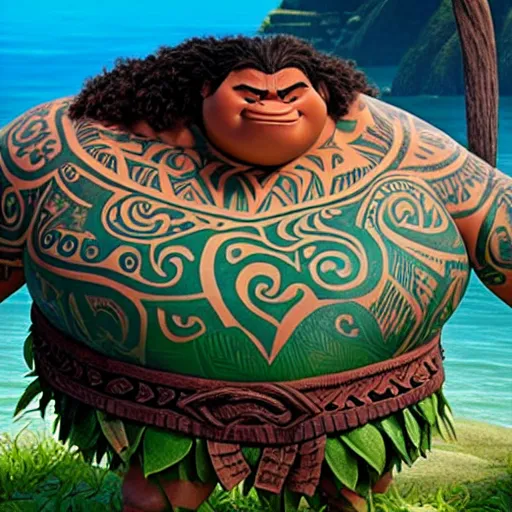 Image similar to moana's green nature giant as a man, pixar, 8k