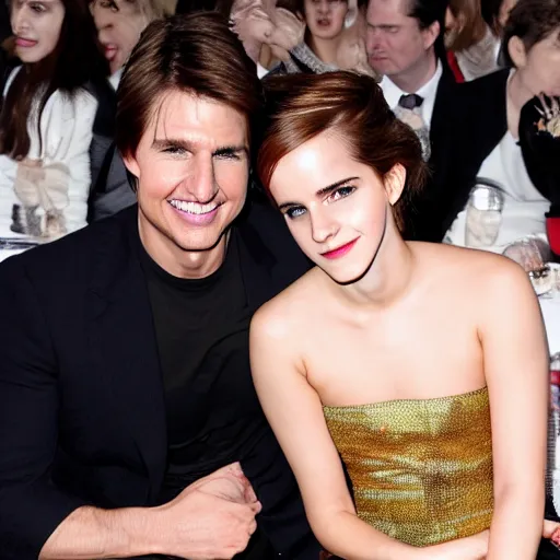Image similar to emma watson couch and tom cruise screaming