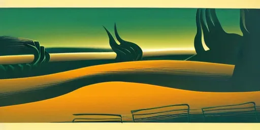 Image similar to a night landscape background, day of the tentacle, eyvind earle