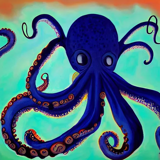 Prompt: an octopus painting a picture