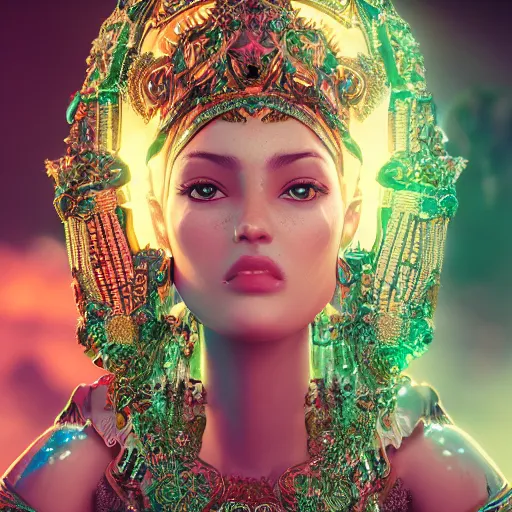 Image similar to portrait of wonderful princess of emerald with fair skin, glowing, ornate and intricate, jaw dropping, dynamic lighting, intricate and detailed, 4 k octane render