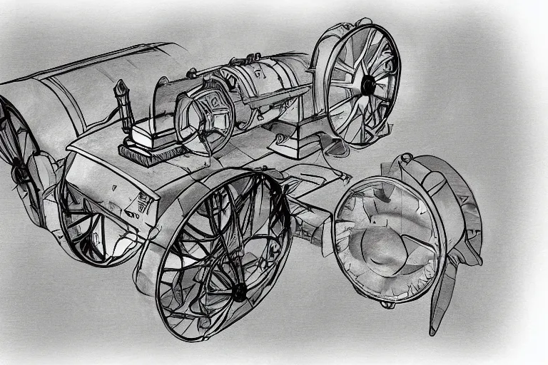 Image similar to sketch of a time machine, detailed, labeled