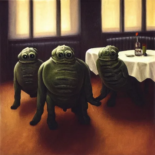 Image similar to tardigrades!!!!!!!! in restaurant in style of vilhelm hammershoi