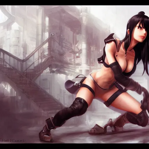 Image similar to tifa lockhart by Stanley Artgerm Lau, WLOP, Rossdraws, James Jean, Andrei Riabovitchev, Marc Simonetti