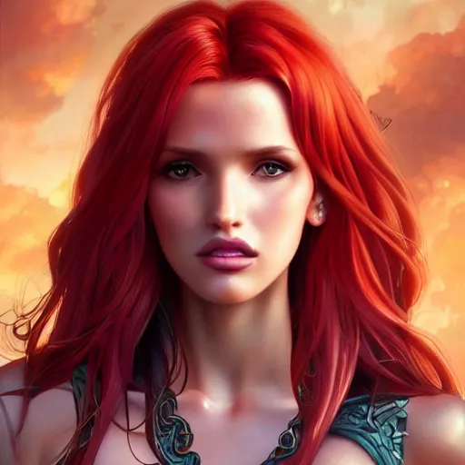 Image similar to ultra realistic illustration, bella thorne as starfire anime, intricate, elegant, highly detailed, digital painting, artstation, concept art, smooth, sharp focus, illustration, art by artgerm and greg rutkowski and alphonse mucha and wlop