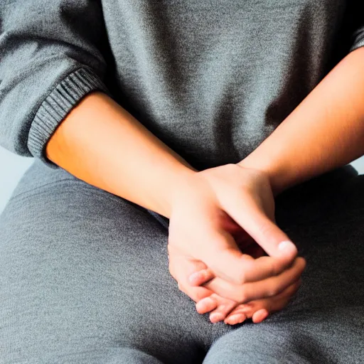 Prompt: meditation arm placement, hand gestures close up,