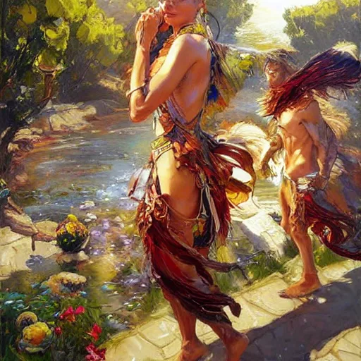 Image similar to the cirrus cloud tribe has brought gifts to our village, fantasy splash art by Michael Garmash, Donato Giancola