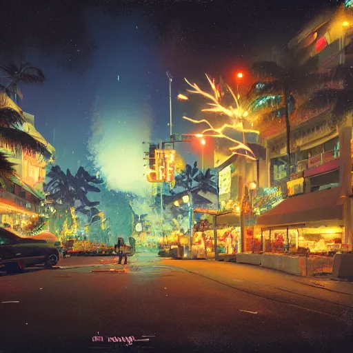 Image similar to christmas in hawaii by james gilleard and liam wong and jeremy mann, extra wide angle