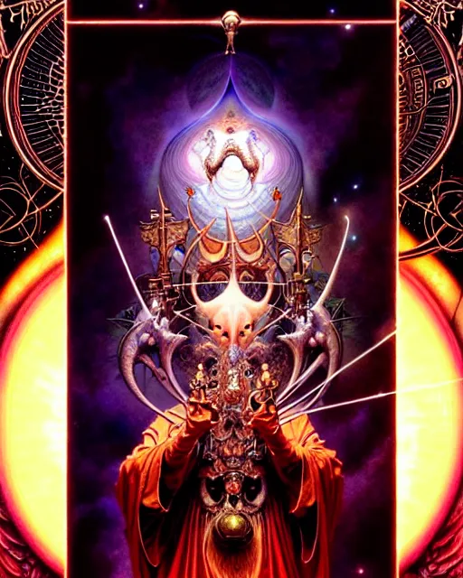 Image similar to the hierophant tarot card, fantasy character portrait made of fractals, ultra realistic, wide angle, intricate details, the fifth element artifacts, highly detailed by peter mohrbacher, hajime sorayama, wayne barlowe, boris vallejo, aaron horkey, gaston bussiere, craig mullins