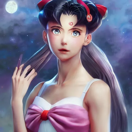 Image similar to a portrait of sailor moon, made by stanley artgerm lau, wlop, rossdraws, artstation, cgsociety, concept art, cgsociety, octane render, trending on artstation, artstationhd, artstationhq, unreal engine, 4 k, 8 k,