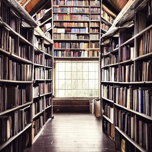 “Dark dingy wet library with stacks of books in piles | Stable ...