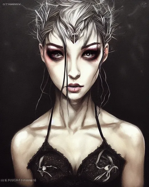 Prompt: portrait of the embodiment of darkness by Valentina Remenar, artgerm, trending on artstaton, intricate