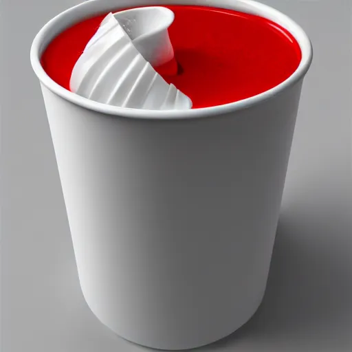 Image similar to the white red paper cup, fine art, artstation, octane render, cgsociety