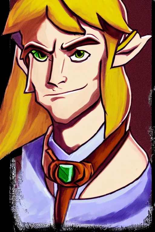 Prompt: an in game portrait of link from the legend of zelda cdi, zelda cdi art style.